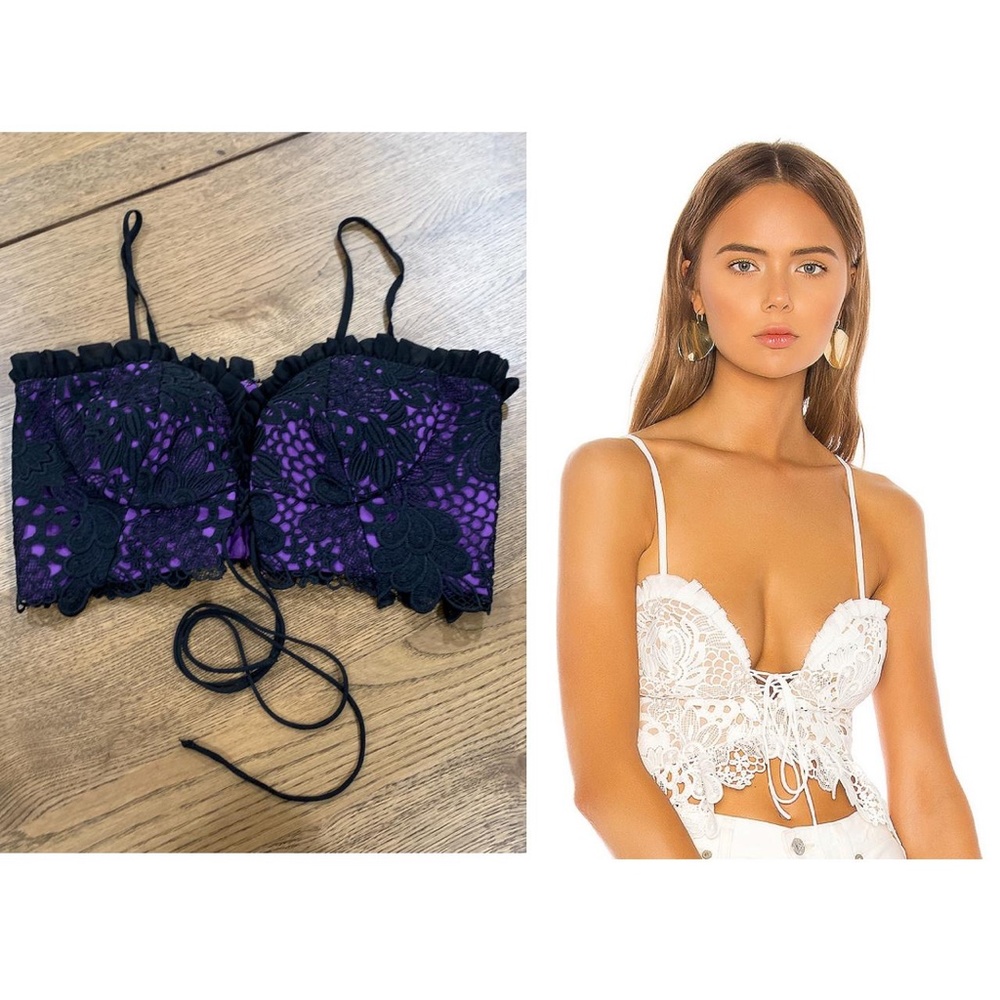 NEW NBD Minxi Top Purple Black Lace 0097